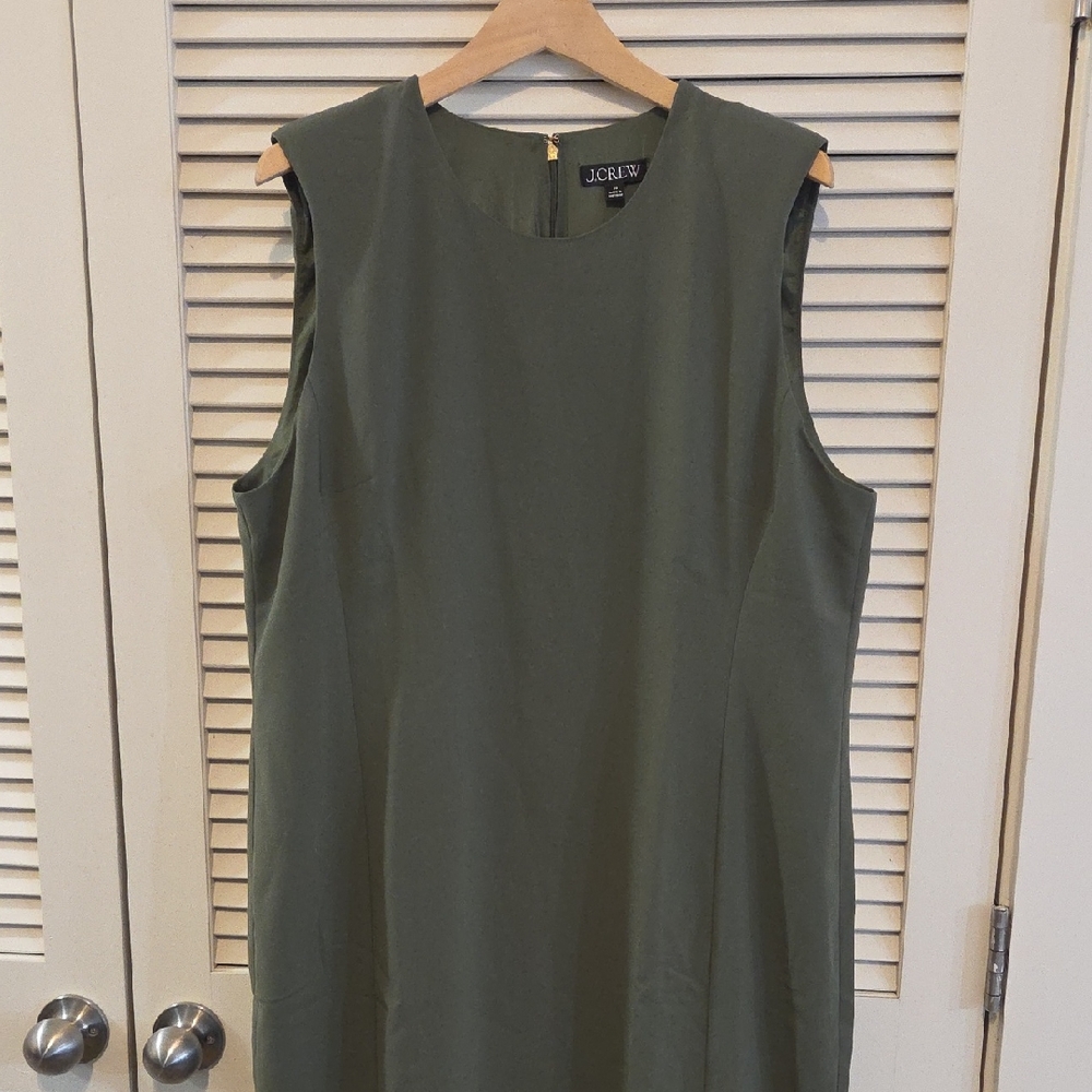 J. Crew Olive Green Sleeveless Midi Dress